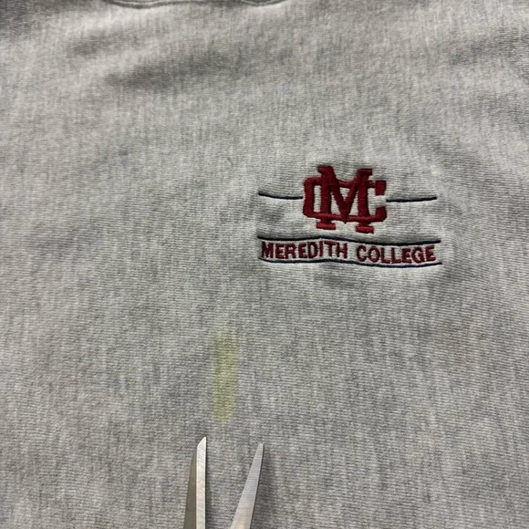 Vintage 90s Meredith College Champion Reverse Weave Sweatshirt Heavyweight Grey - Picture 7 of 7